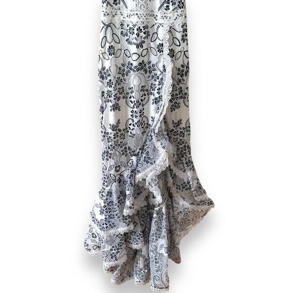 Bronx and Banco Santorini Maxi High Low Dress White Blue Extra Small 2 Women’s - Picture 4 of 11